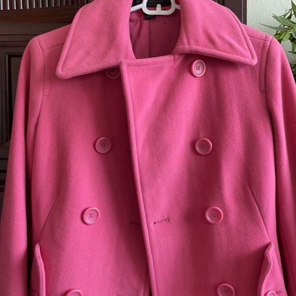VTG Wool Cashmere Blend Pink Express Peacoat XS - Picture 2 of 6